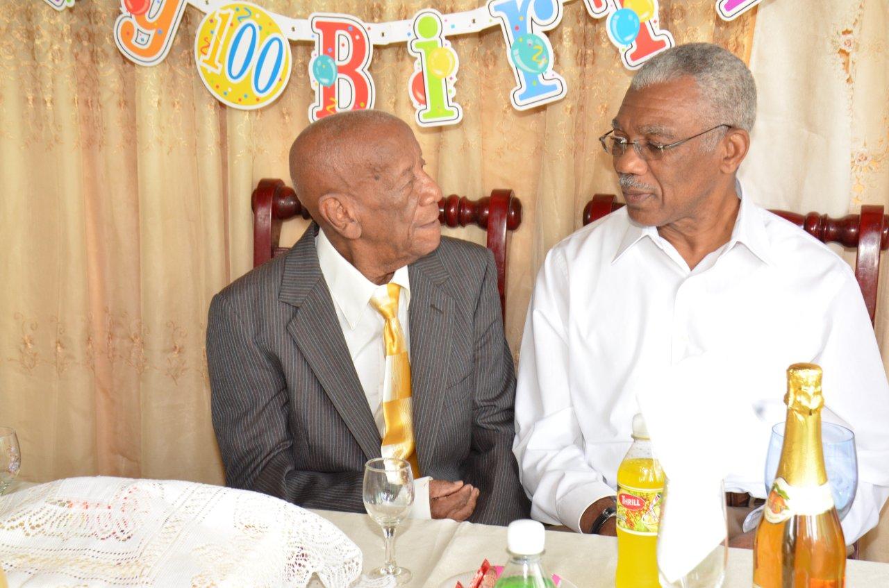President Granger celebrates with Centenarian