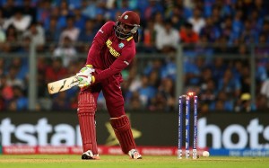during the ICC World Twenty20 India 2016 Semi-Final match between West Indies and India at the Wankhede Stadium on March 31, 2016 in Mumbai, India.