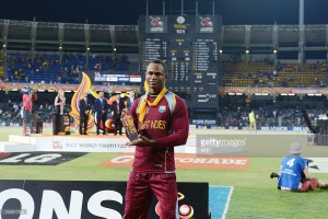 Marlon Samuels and his Man-of-the-match award