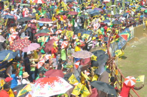 The crowd braved the blazing mid-afternoon sun to take in the action