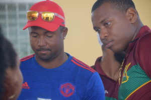 All-rounders Dwayne Smith (left) and Christopher Barnwell at Friday's event