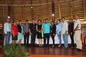 The Team that's responsible for the successful hosting of the 2016 Month of Activities. L-R- Chairman of the National Toshao's Council and Toshao of Mainstay/Whayaka Joel Fredricks - Heritage Village , Claire Emmanuel, Shavon Joseph, Educational Lecturers Clyde Edwards,  Anil Roberts, Minister Valerie Garrido-Lowe, Vice President and Minister of Indigenous Peoples Affairs Sydney Allicock, Anil Roberts, Jude Da Silva, Ovid Williams, Communications Officer Alethea Grant-Charles, Dexter Glasgow.