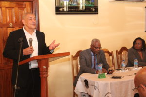 Commissioner-General of the Guyana Revenue Authority Godfrey Statia speaking to members of the Upper Corentyne Chamber of Commerce and Industry