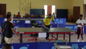 Two young players in action during the tournament