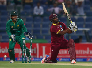 Johnson Charles was bowled looking to clear the on-side field