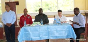 From Right Commissioners Ramesh Persaud, Jeniffer Dewar, Ed Caesar; Clayton Hinds and R.Ed.O-Charkes Holmes