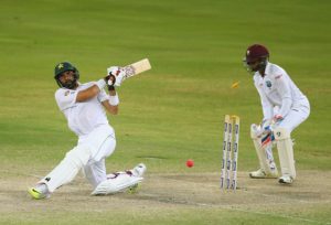 DUBAI, UNITED ARAB EMIRATES - OCTOBER 16: Misbah-ul-Haq of Pakistan is bowled by Devendra Bishoo of West Indies during Day Four of the First Test between Pakistan and West Indies at Dubai International Cricket Ground on October 16, 2016 in Dubai, United Arab Emirates. (Photo by Francois Nel/Getty Images)