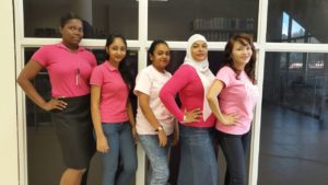 Staff of Shoppers Pharmacy Inc at the Giftland Mall wearing it pink!