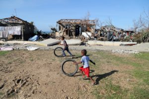 In the town of Jeremie, in the Garnd-Anse Department where the hurricane hit the hardest, families are trying to get back to their normal lives. Despite the desolate landscape, the sight of children playing and the sounds of their laughter bring a spark of hope for a better future. Photo: UNICEF