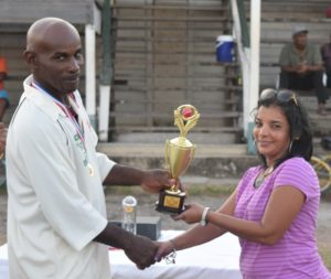 Eon Abel recieves the Man-of-the-Match trophy