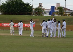 Guyana Jaguars celebrating a wicket on the final day