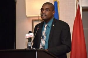Minister of Public Infrastructure, David Patterson at today's presentation