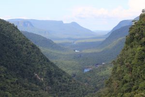 A mountainous terrain is captured from a section across from the mighty Kaieteur Falls