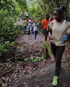 Some of the awardees making their way through the trail to 'Johnson's View'