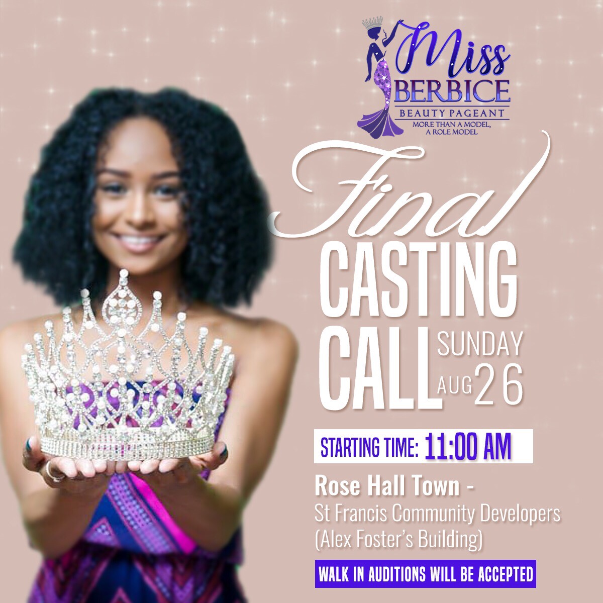 Auditions for the next Miss Berbice set for Sunday in Rose Hall Town