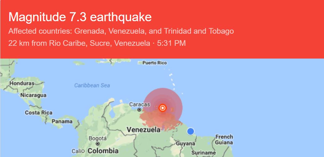 Magnitude 7.3 quake hits northern Venezuela coast