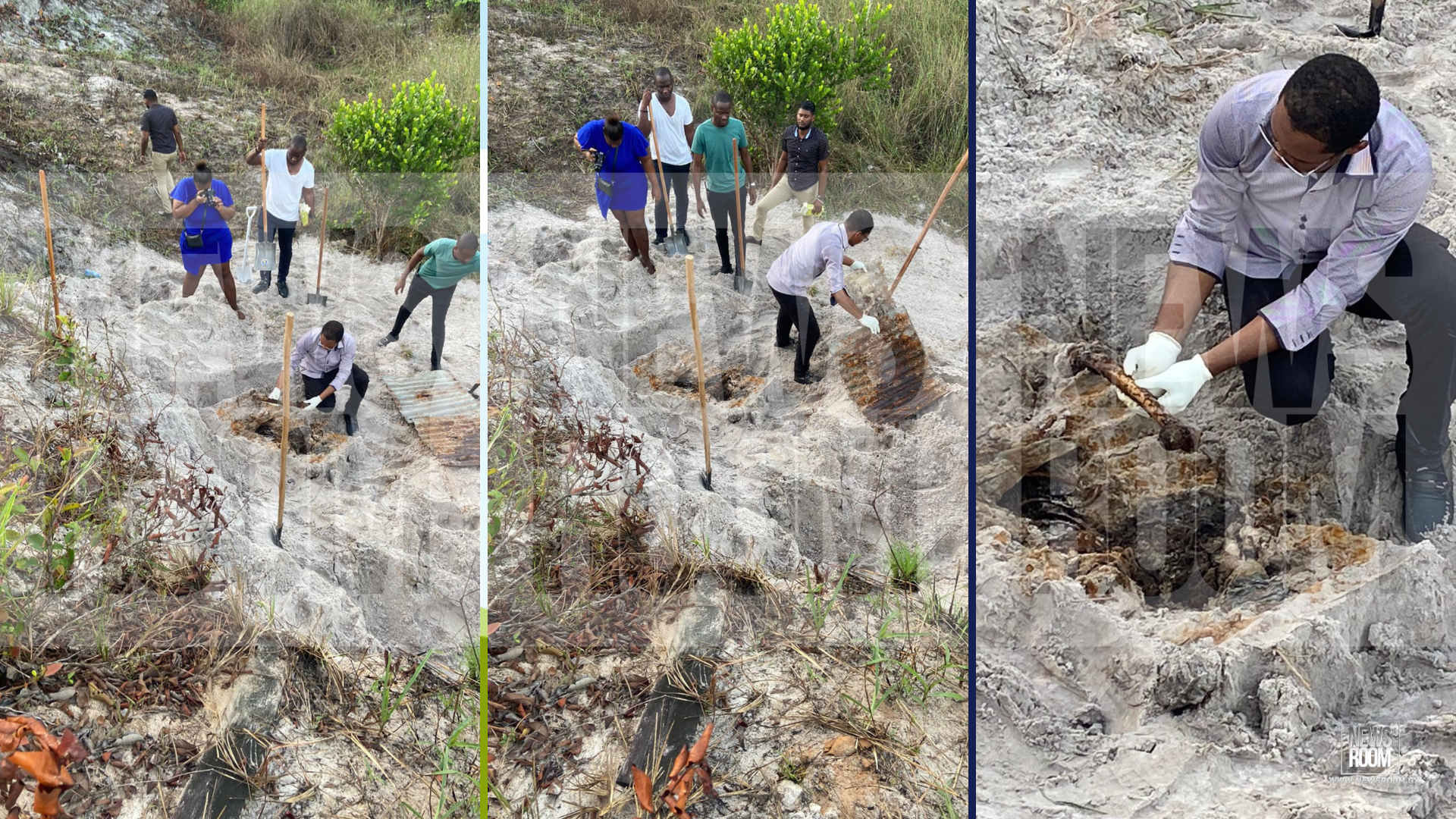Skeletal remains, believed to be that of Policeman Quincy Lewis, found in shallow grave
